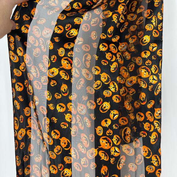 Classic Halloween Pumpkin Face Scarf Black Orange Traditional Spooky Witchcore - Picture 7 of 15